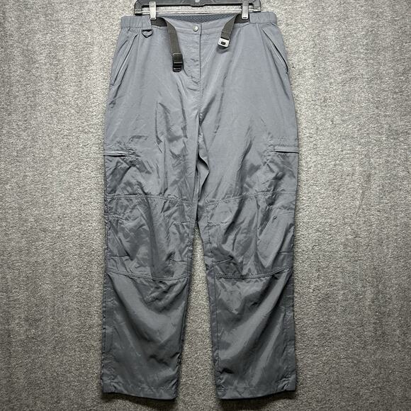 LL Bean Pants Women’s Large Tan Gray Cargo Nylon Hiking‎ Fishing Camping Belted - Picture 1 of 7